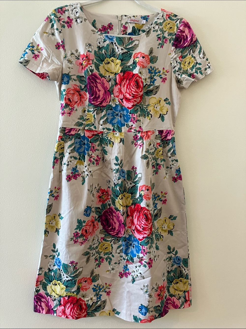 Cath Kidston Cream Floral Cotton Dress Pink, Red, Yellow Blue- UK 8 (US 4) - EUC